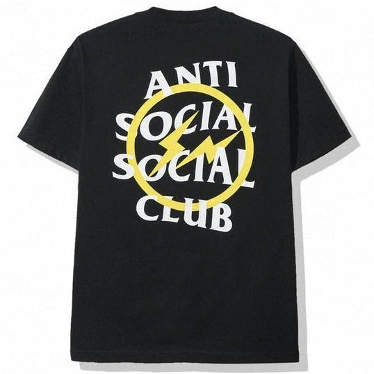Fragment X Anti Social Social Club Yellow Thunder Bolt Tee
