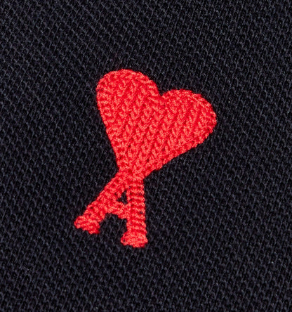 AMI Alexandre Embroidered Logo Polo Black