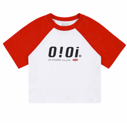 OIOI Crop-top Red Sleeve