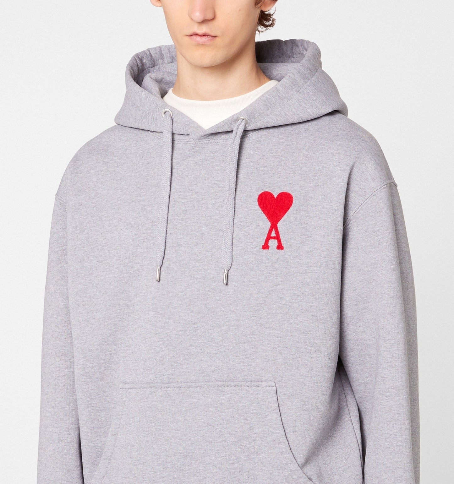 AMI Alexandre Embroidered Logo Hoodie Grey