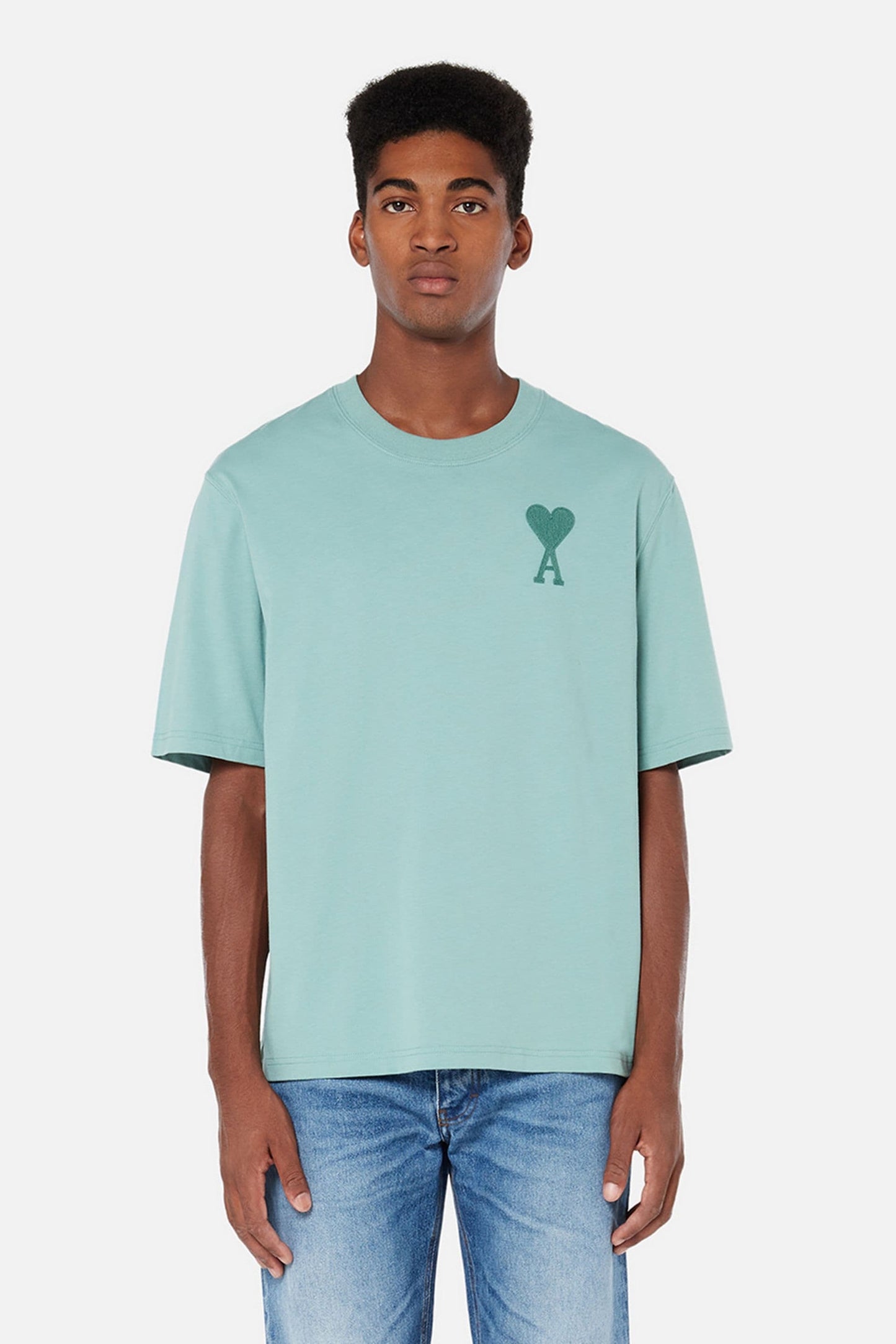 AMI Alexandre Embroidered Logo Turquoise