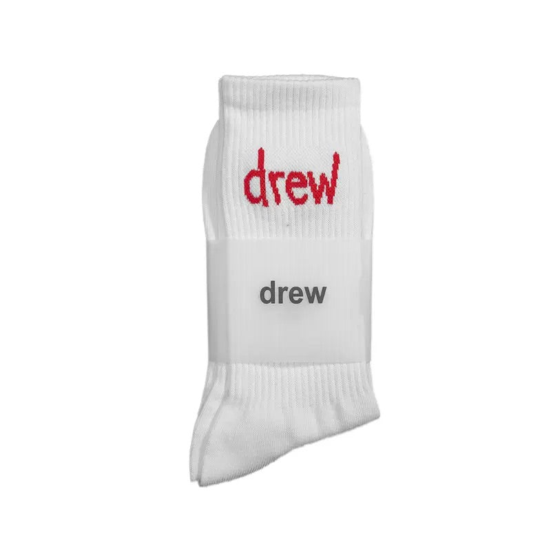 Drew Long Socks White-Red
